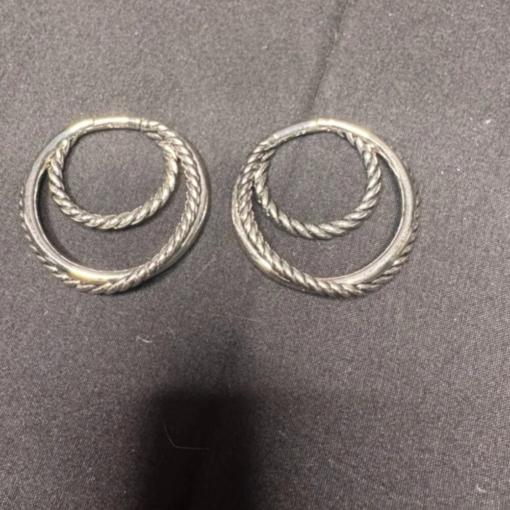 Ask & Embla Silver Essa Hoop Ear Hangers - Picture 3 of 6